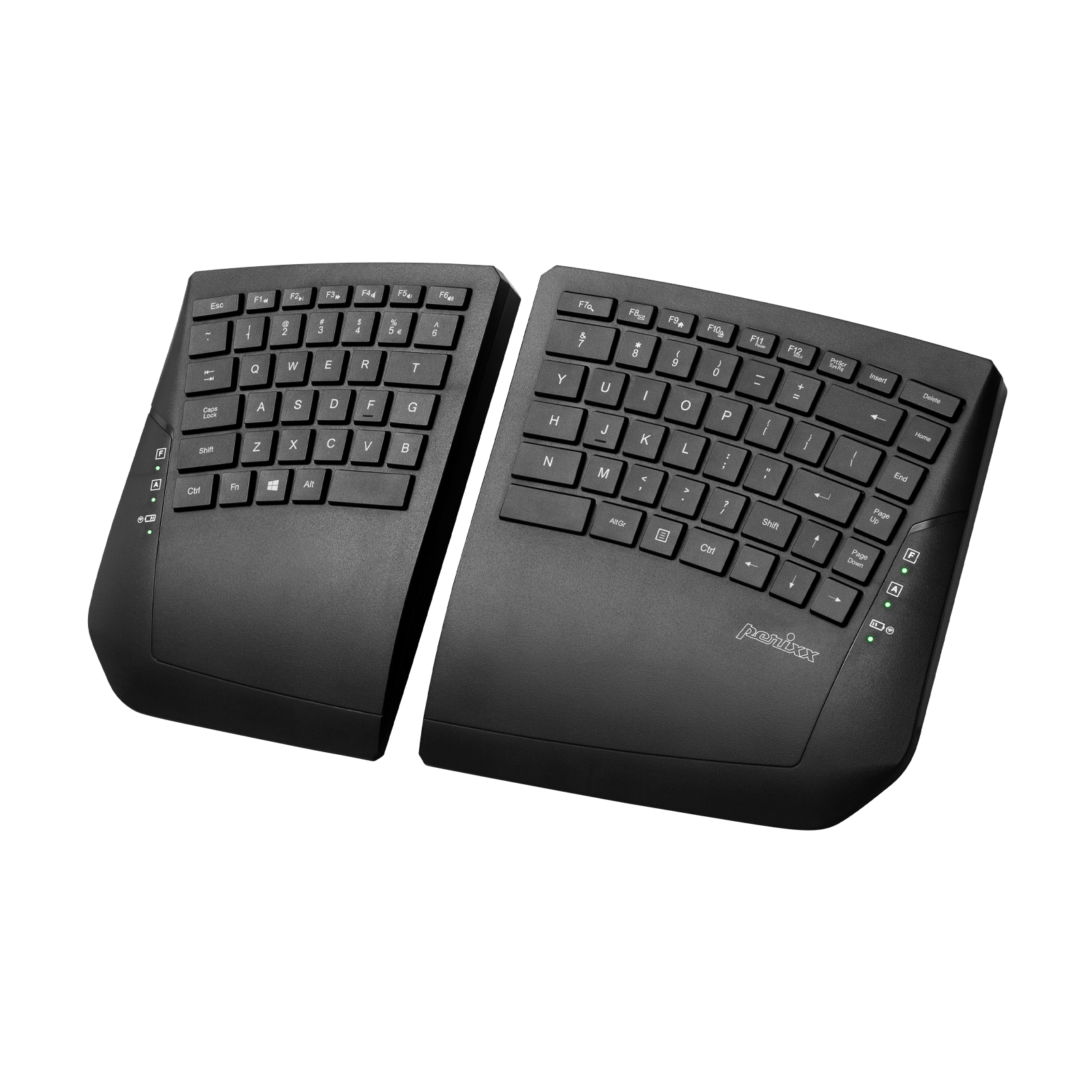 Perixx PERIBOARD-624B - Draadloos ergonomisch split-toetsenbord - Platte toetsen - Instelbare hellingshoek - Amerikaanse Engelse lay-out Perixx PERIBOARD-624B - Draadloos ergonomisch split-toetsenbord - Platte toetsen - Instelbare hellingshoek - Amerikaanse Engelse lay-out