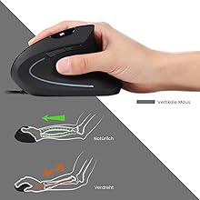 Vertikale Maus mit optischem Sensor und hoher Auflösung