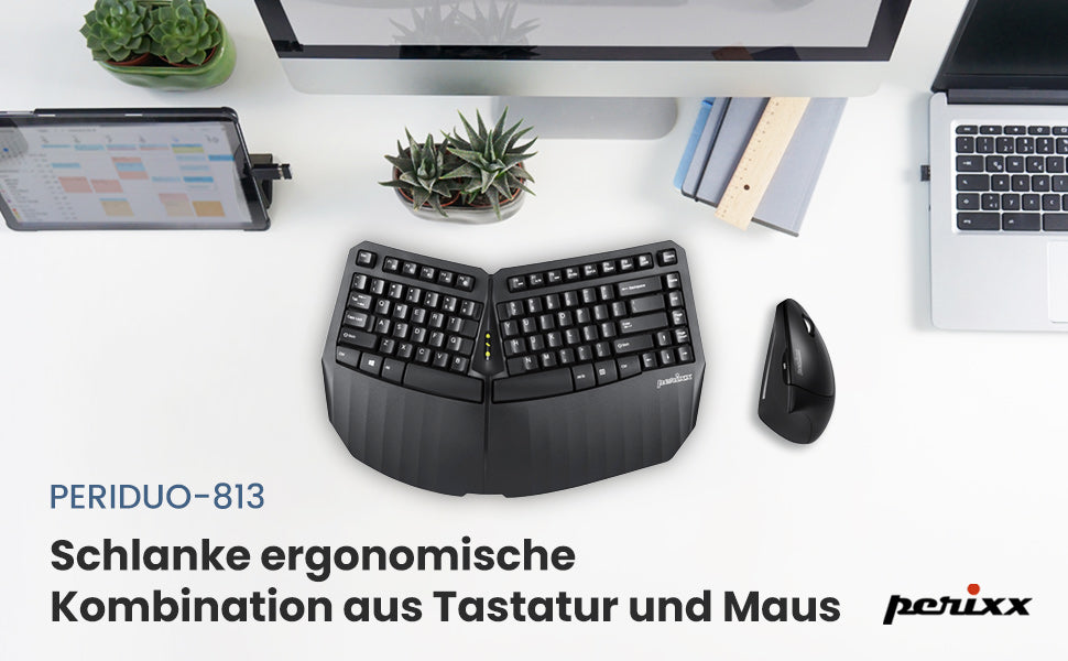 eine Computertastatur mit einer Maus und einer Maus auf einem Schreibtisch.