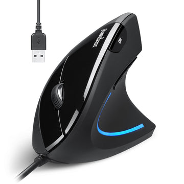 Perixx PERIMICE-721 Mouse Ergonomico Wireless – 5 Tasti, Silenzioso, DPI Regolabile – Per PC, Laptop, Chromebook – Bianco E Nero