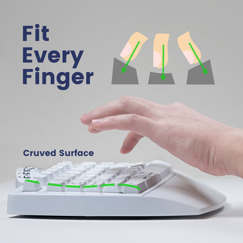 PERIBOARD-612 W - Wireless White Ergonomic Keyboard plus Bluetooth Connection with curved surface fits every finger of yours.