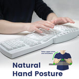 PERIBOARD-612 W - Wireless White Ergonomic Keyboard plus Bluetooth Connection. Natural hand posture relaxes your upper arms and shoulders and also eases your wrist pain.