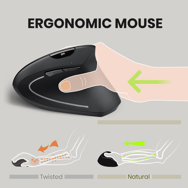 PERIMICE-713 - Wireless Ergonomic Vertical Mouse can ease your wrist pain.