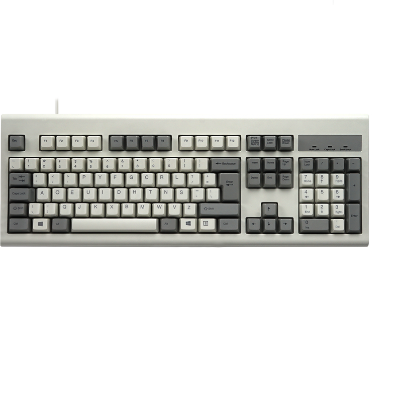 PERIBOARD-106 M - Klassische Retro-Standardtastatur Grau/Weiß