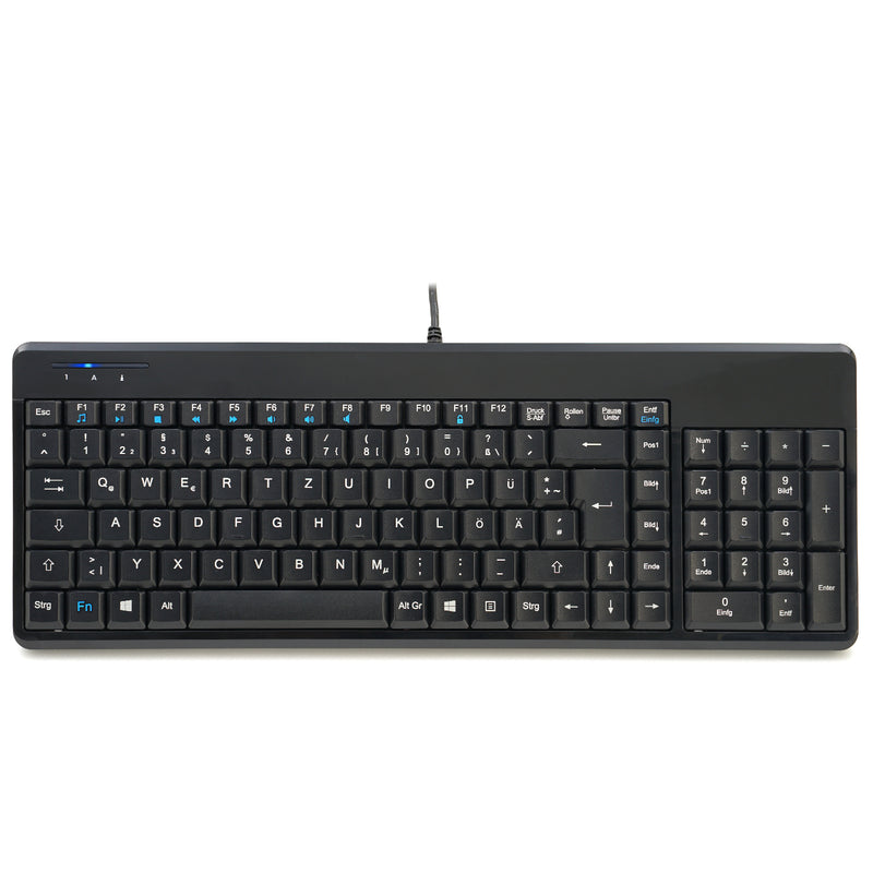 PERIBOARD-220 U - Wired Piano Black Compact 75% Keyboard plus number pad without manufacturer logo in DE layout.