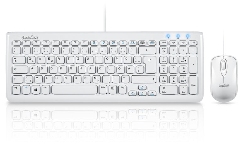 PERIDUO-303 W - Wired White Compact Combo (75% + numpad keyboard) in DE layout.