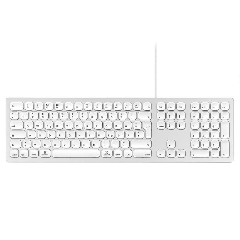 PERIBOARD-325 - Backlit Mac Keyboard Quiet key extra USB ports with no manufacturer mark in DE layout.