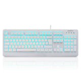 PERIBOARD-327 - White Waterproof And Dustproof Backlit Keyboard in light blue backlit in DE layout.
