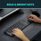 PERIBOARD-718B Wireless Backlit Rechargeable Scissor Keyboard with Large Print Letters. Bold and bright keys.