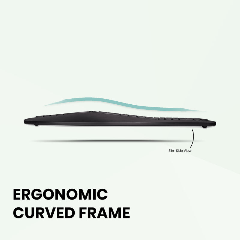 PERIBOARD-330 - Wired Backlit Ergonomic Keyboard Adjustable Palm Rest with ergonomic curved frame
