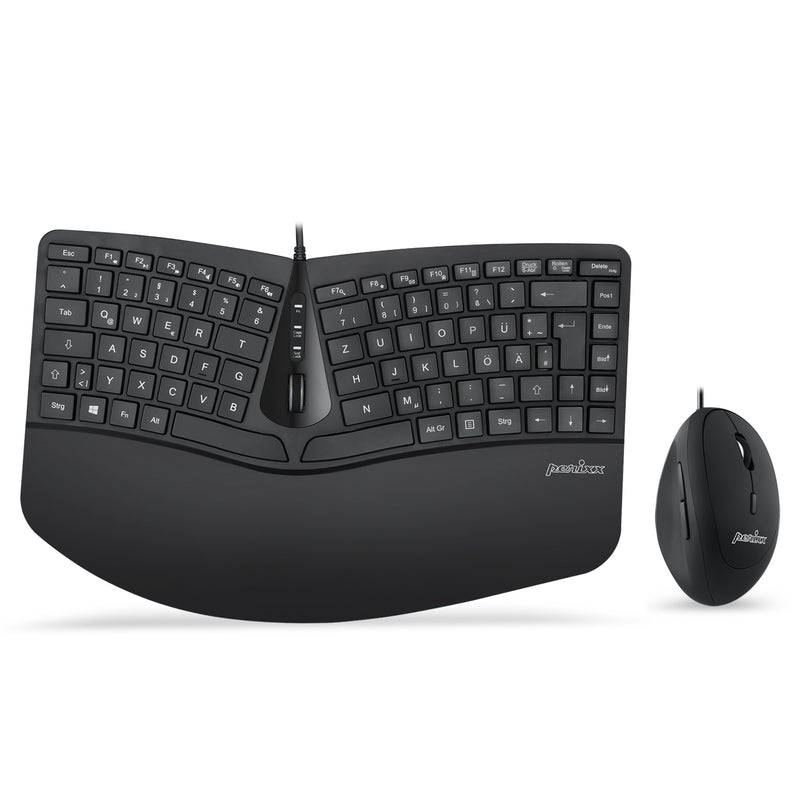 PERIDUO-406 - Wired Ergonomic Combo (75% keyboard and vertical mouse) in DE layout.