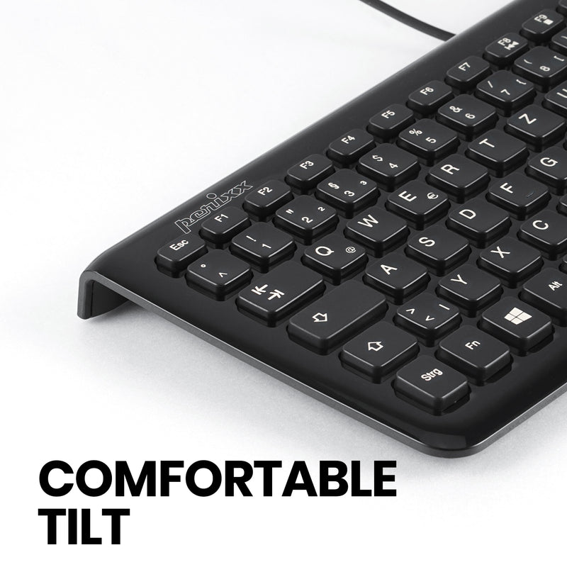 PERIBOARD-208 B - Wired Compact chiclet Keyboard with comfortable tilt.