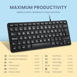 PERIBOARD-432 Wired Mini Scissor Keyboard 70% with Quiet Keys and Large Print Letters. Hotkeys for maximum productivity from media control, windows fn keys and more.