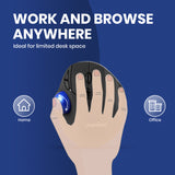 PERIPRO-801 - Bluetooth Ergonomic Vertical Trackball Mouse. Ideal for limited desk space.