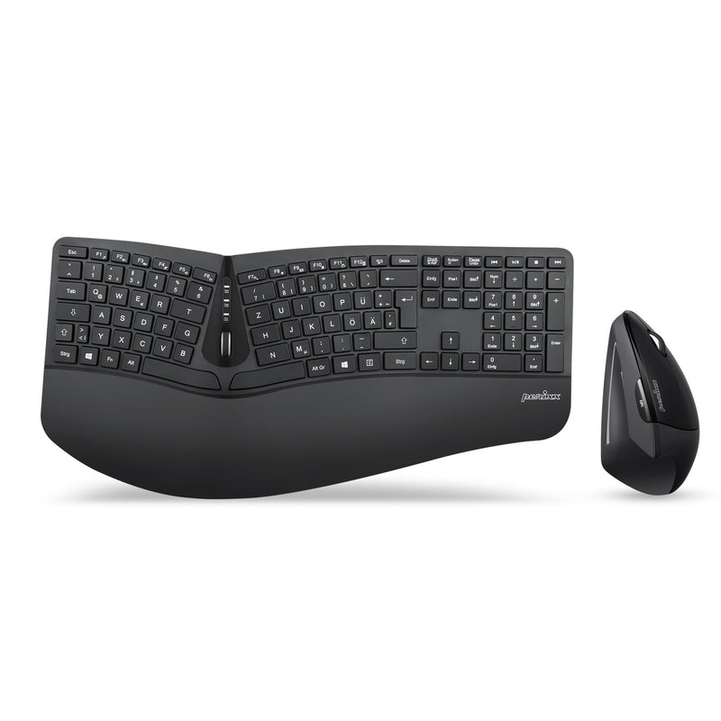 PERIDUO-605 - Wireless Ergonomic Combo (vertical mouse and 100% keyboard) in DE layout.