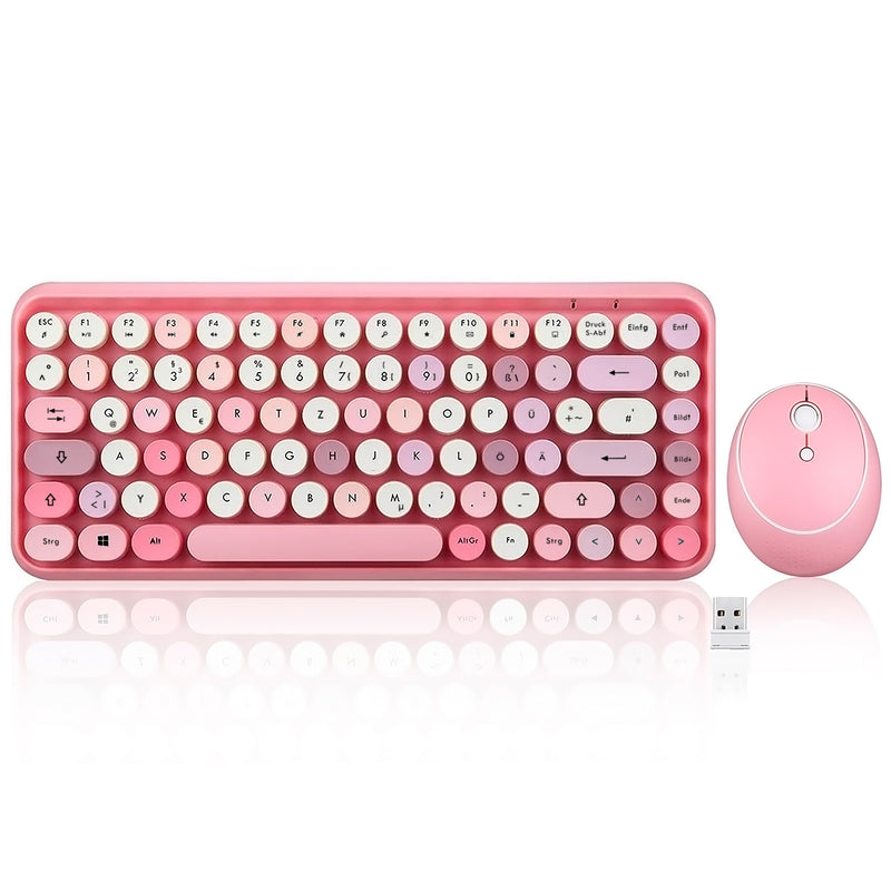 PERIDUO-713 PK - Wireless Vintage Pink Mini Combo (75% keyboard) in DE layout.