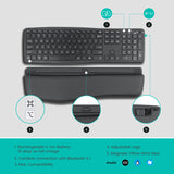 PERIBOARD-813B Schlanke ergonomische Bluetooth-Tastatur - Ergo Flow - US Layout