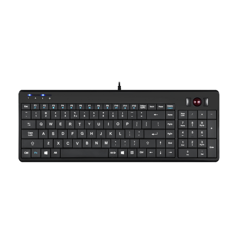 PERIBOARD-520 - Wired Compact Trackball Keyboard (75% plus numpad).
