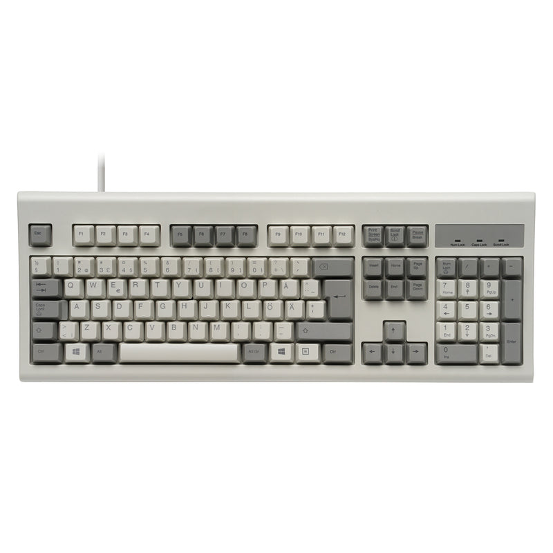 PERIBOARD-106 M - Klassische Retro-Standardtastatur Grau/Weiß