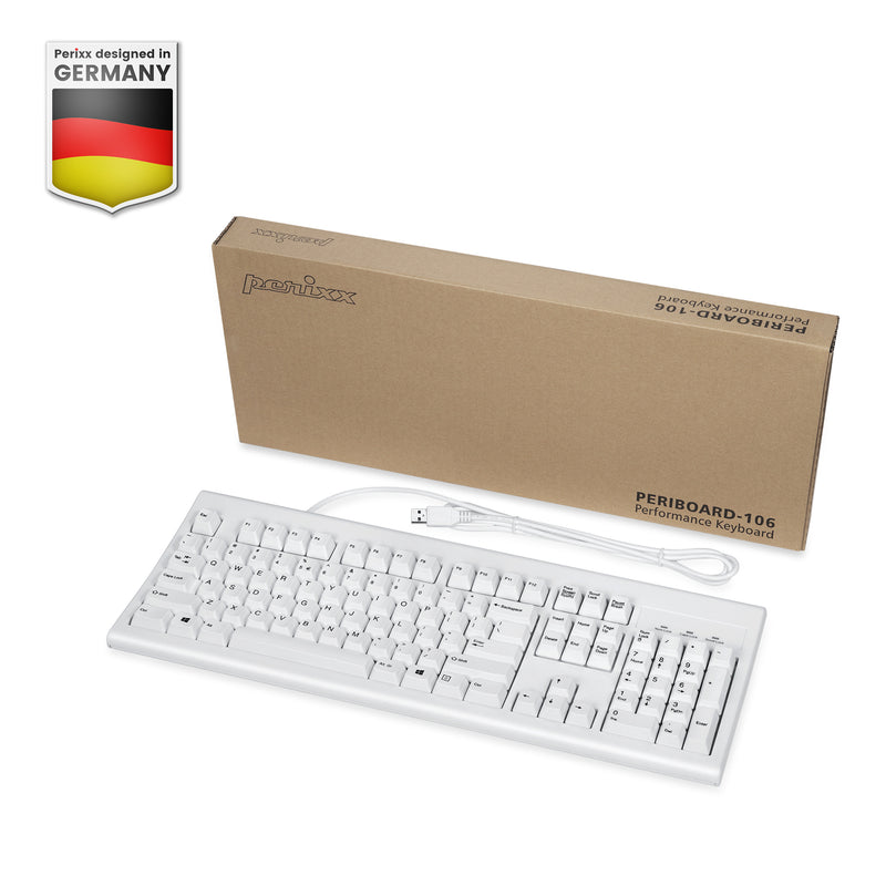 PERIBOARD-106 W - Wired White Standard Keyboard with package sample