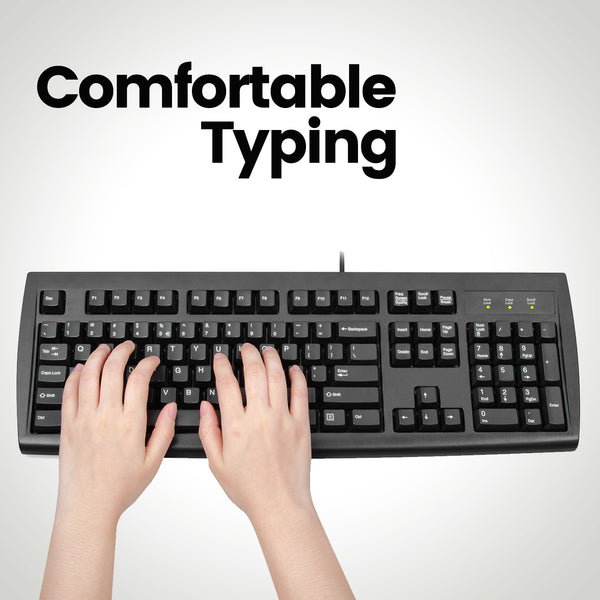 PERIBOARD-107 - PS/2 Black Standard Keyboard. Comfortable typing.