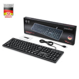 PERIBOARD-117 - Wired Standard Keyboard with Big Print Letters with package and user manual.