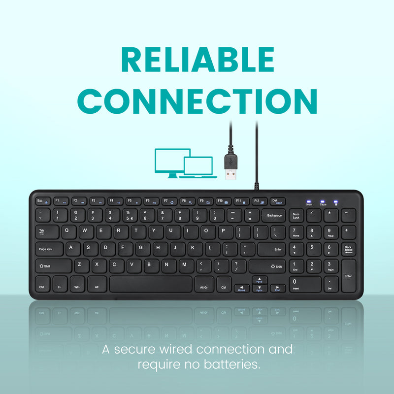 PERIBOARD-213 U - Wired Compact 90% Keyboard Scissor Keys with reliable connection and no battery required.
