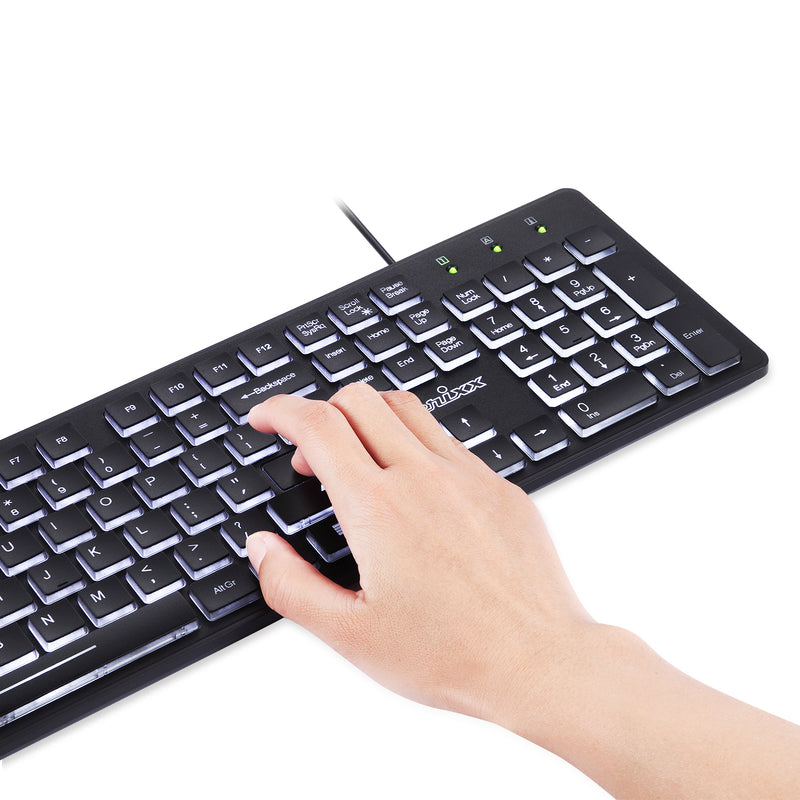 PERIBOARD-317 - Wired Backlit standard Keyboard with Big Print Key in white backlit.