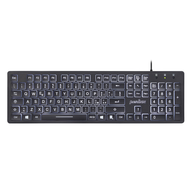 PERIBOARD-317 - Wired Backlit Standard Keyboard with Large Print Letters in italian layout