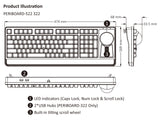 PERIBOARD-322 - Wired Backlit Trackball Keyboard (75% + Numpad) Extra USB Ports layout