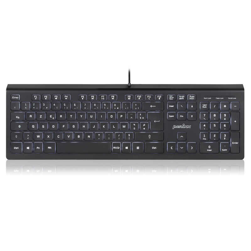 PERIBOARD-324 - Wired Standard Backlit Keyboard Scissor Keys Extra USB Ports in FR layout