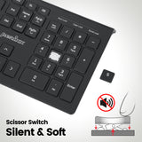 PERIBOARD-324 - Wired Standard Backlit Keyboard Quiet Keys Extra USB Ports wtih scissor switch. Silent and soft.