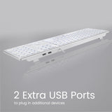 PERIBOARD-325 - Backlit Mac Keyboard Quiet key 2 extra USB ports