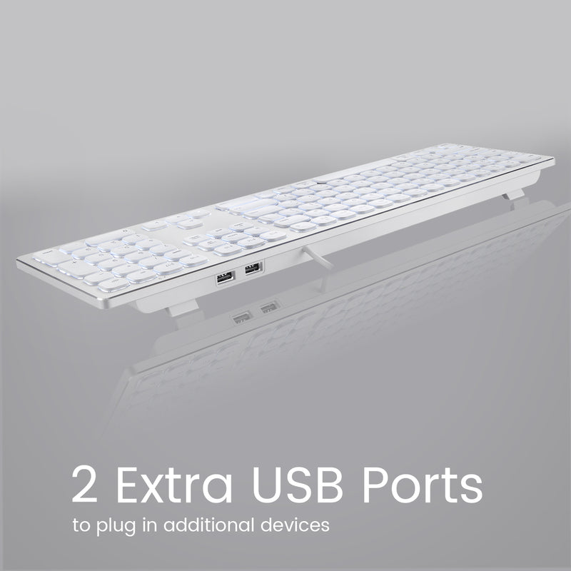 PERIBOARD-325 - Backlit Mac Keyboard Quiet key 2 extra USB ports