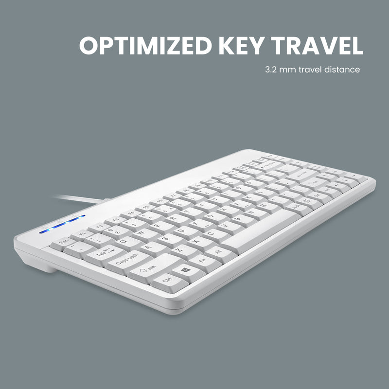 PERIBOARD-409 U W - Wired White Mini Keyboard 75% Quiet Keys with optimized key travel of 3.2mm.
