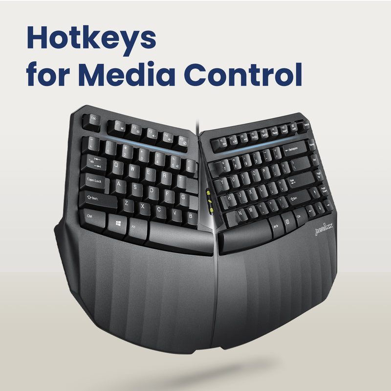 PERIBOARD-413 B - Wired Mini 75% Ergonomic Keyboard with hotkeys for media control