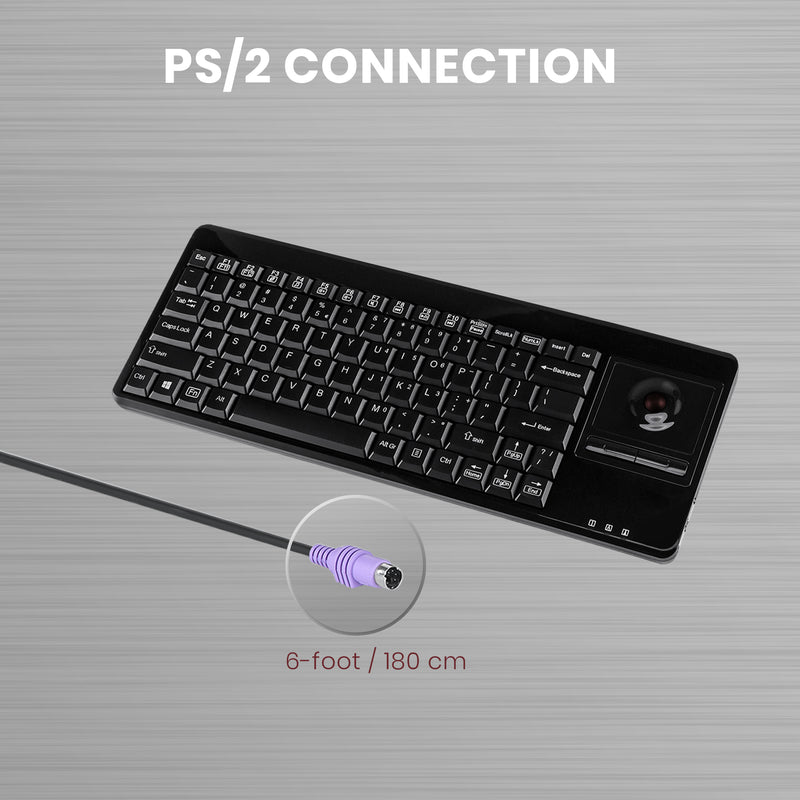 PERIBOARD-514 P U - PS/2 Trackball Keyboard 75% with 1.8m (6 ft) cable specifically for PS/2 serial port.