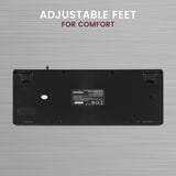 PERIBOARD-514 P U - PS/2 Trackball Keyboard 75% : Label and adjustable feet on the backside.