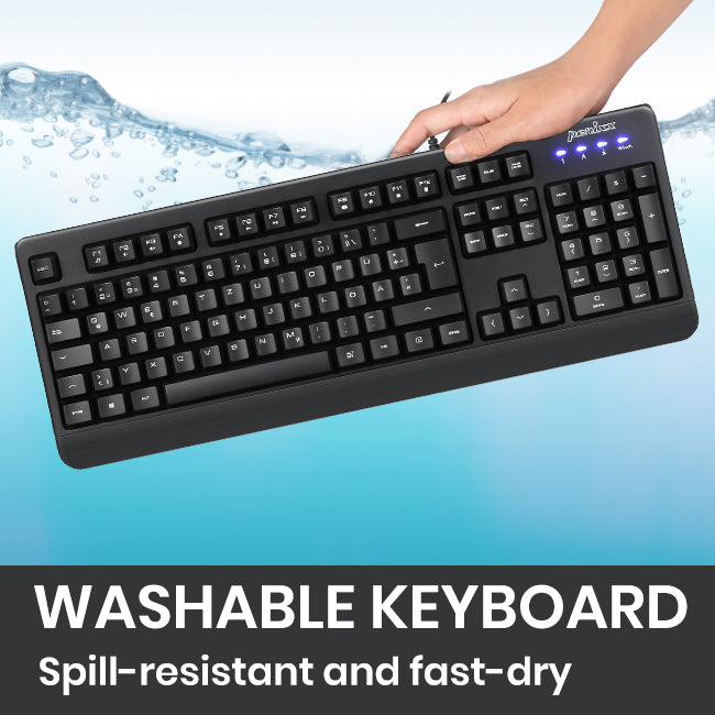 PERIBOARD-517 B - Wired Waterproof and Dustproof Keyboard 100% : Spill-resistant and fast-dry