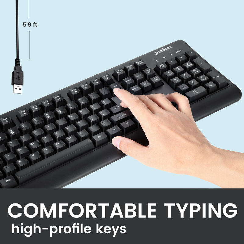 PERIBOARD-517 B - Wired Waterproof and Dustproof Keyboard 100% with high-profile keys for comfortable typing. 5.9 ft cable.