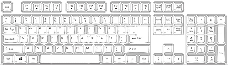 PERIBOARD-517 W - Wired White Waterproof and Dustproof Keyboard 100% : layout.