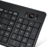 PERIBOARD-520 - Wired Compact Trackball Keyboard (75% plus numpad). Trackball built-in on the right upper side of the keyboard. 