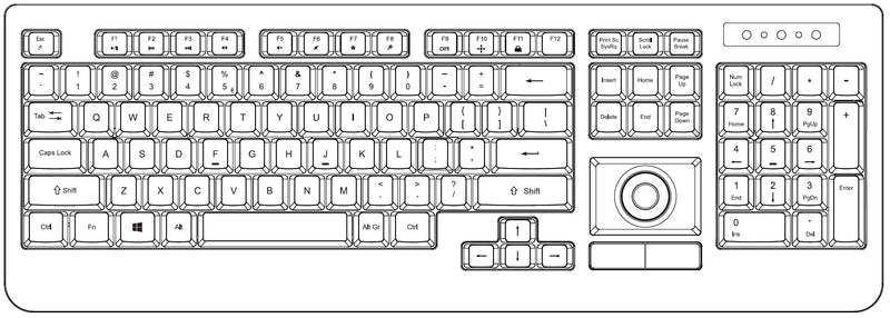 PERIBOARD-521 - Wired Trackball Keyboard 100% :  Layout.