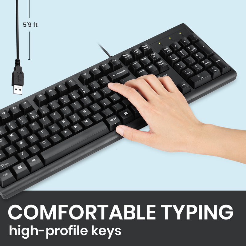 PERIBOARD-523 – Wired Waterproof and Dustproof Keyboard with TÜV certification, 5.9 ft cable and high-profile keys.
