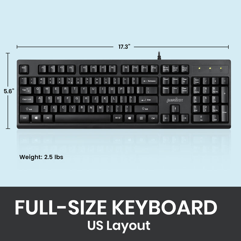 PERIBOARD-523 – Wired Waterproof and Dustproof Keyboard in US layout with TÜV certification. Weight: 2.5 lbs.