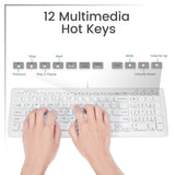 PERIDUO-303 W - Wired White Compact Combo (75% + numpad keyboard) with 12 multimedia hotkeys