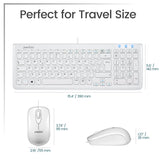 PERIDUO-303 W - Wired White Compact Combo (75% + numpad keyboard) dimensions. Perfect for travel size.