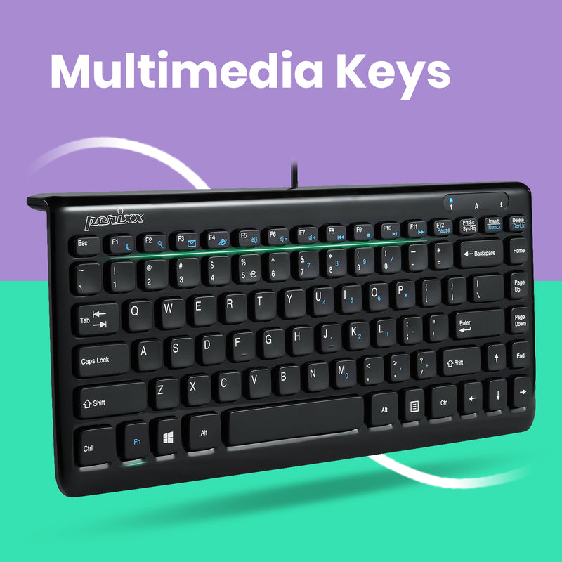 PERIDUO-307 B - Wired Mini Combo (75% keyboard) with multimedia keys
