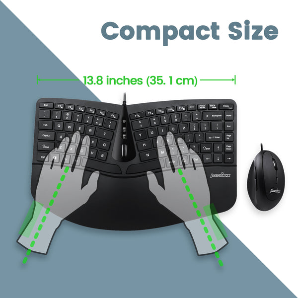 PERIDUO-406 - Wired Ergonomic Combo (75% keyboard and vertical mouse) in a compact size for smaller hands