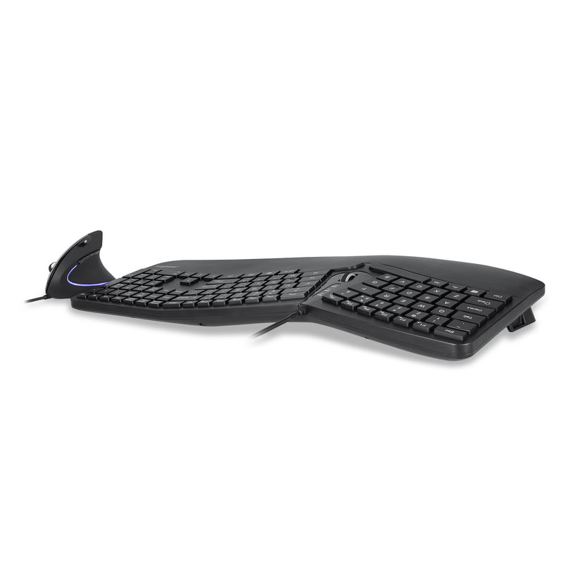 PERIDUO-505 - Wired Ergonomic Combo (100% keyboard and vertical mouse) in tilt design.